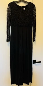 CDC black jumpsuit with a lace top and long sleeves Women’s Size 8 - Picture 1 of 9