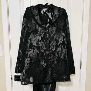 Vintage Private Luxuries Pyjama Set schwarz Blumen Spitze Größe XL  - Bild 1 von 10