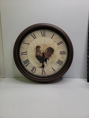 Reloj de Pared Gallo Marrón, Marco Plástico Reloj de Pared - Probado. Gran aspecto. Foto 1 de 2