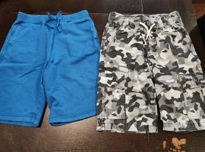 Lot O 2 -Flapdoodles & Children's Place Boys Size 7 Slim Shorts Blue & Gray Camo - Image 1 of 4