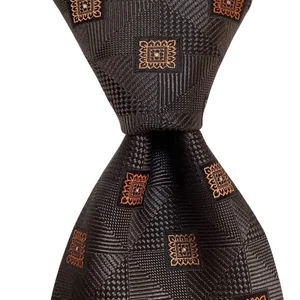 ERMENEGILDO ZEGNA ***** Herren Seidenkrawatte ITALIEN Luxus Geometrisch Grau/Orange EUC - Bild 1 von 3