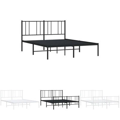 Metal Bed Frame with Headboard Single Double Queen King Size Bed Base vidaXL - image 1 of 3