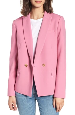 J. Crew Women's Dover Double Breasted Pink Blazer Jacket Size 10 Notch Lapel - Image 1 of 4