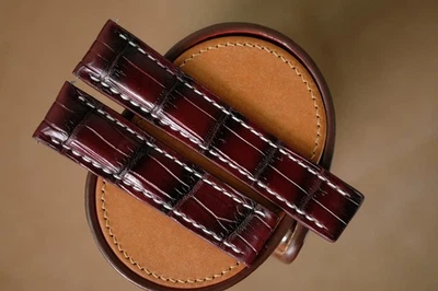 Pulseira Breitling bordô vermelha feita à mão tamanho 22/20 (pode alterar o comprimento do tamanho) - Imagem 1 de 4