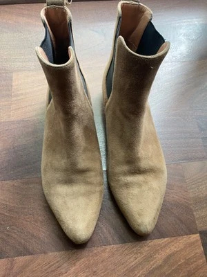 Women’s Jil Sander Navy Ankle Booties, Suede, Color Beige Size 8 Preowned - Image 1 of 4