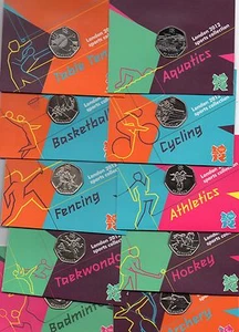 Royal Mint London 2012 Olympic 50p Sport Coins - Completer Medallion - Album - Picture 1 of 41