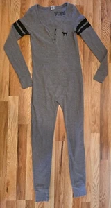 Pijama Victoria's Secret Rosa Una Pieza Gris Waffle Talla Pequeña Asiento Caída Excelente - Imagen 1 de 11