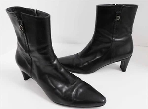 Stuart Weitzman Black Leather Zip Ankle Boots 7.5 M - Picture 1 of 7