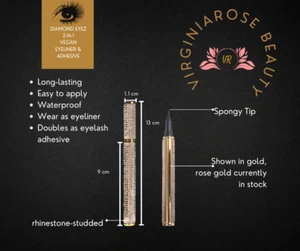 2-N-1 Eyeliner Adhesive Pen -Vegan Formula - Rose Gold w Bling - Picture 1 of 1