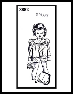 Vestido años 40 estampado de falda y bragas bebé niña pequeño pedido por correo 8892 - Imagen 1 de 5