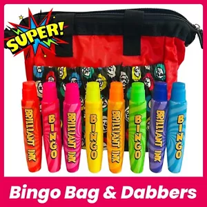 Bingo Dabbers Bingo Bag 8 x Neon Ink Markers for Bingo Tickets NeonRedBag - Picture 1 of 9