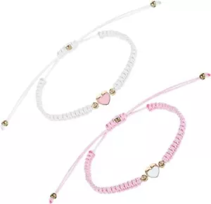 2Pcs BFF Bracelets, Heart Matching Bracelets Adjustable Braided Bracelets Best F - Picture 1 of 5