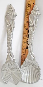1993 Arthur Court Seashell Theme Salad Serving Tongs Aluminum - Picture 1 of 5