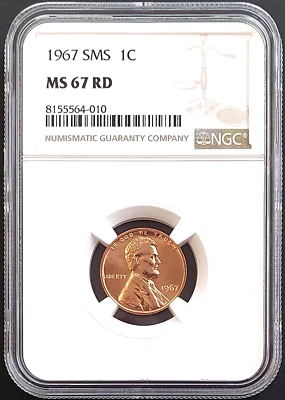 1967 SMS Lincoln Cent graded MS 67 RD by NGC! - Image 1 of 4