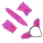 Plush Fox Ears Headband, Tail & Claws Set for /Girls - Purple