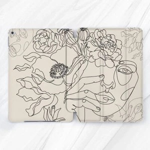 Abstract Women Face Line Art Case For iPad 10.2 Air 3 4 5 Pro 9.7 11 12.9 Mini - Picture 1 of 6