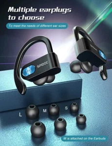Bluetooth Headset TWS Wireless Earphones Earbuds Stereo Headphones Ear Hook wMic - Picture 1 of 7