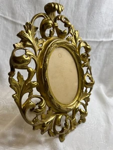 Vintage Elaborate Medium Oval Gilt Brass Photo Frame with Easel Backed - Picture 1 of 14