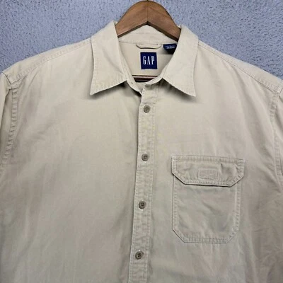 Vintage Gap Shirt Men's Large Beige Tan Safari canvas Twill Outdoor Pocket 90s - Image 1 of 4