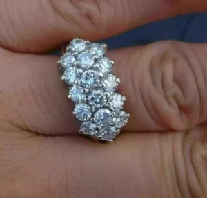 2.5Ct Round Cut Cluster Lab Created Diamond 925 Silver Women's Christmas Ring - Picture 1 of 9