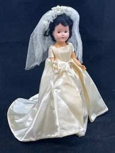 Vestido de novia muñeca novia vintage años 60 dormido ojos marrones morena plástico 10,5" - Imagen 1 de 21