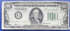 1934 One Hundred Dollar Federal Reserve Note $100 Bill Circulated #73741