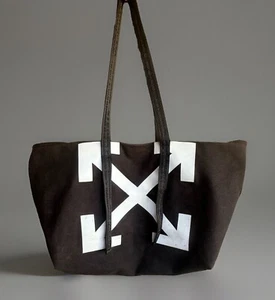 Off White Virgil Abloh Black Canva Commerciale Tote shopper Bag Cloth Handbag - Picture 1 of 22