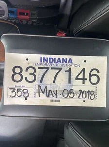 2018 Indiana Temporäres Nummernschild Temp Tag 8377146 Branch 358 Ablaufdatum 5-5-2018 - Bild 1 von 6