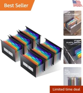 Hanging File Folders 7 Pockets Plastic Letter Size Multi-Color for Organizing - Picture 1 of 8