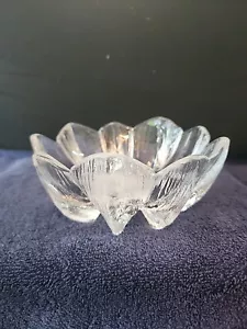Kosta Boda Mats Jonasson Water Lily Monet Textured Glass Flower Bowl Vintage - Picture 1 of 12