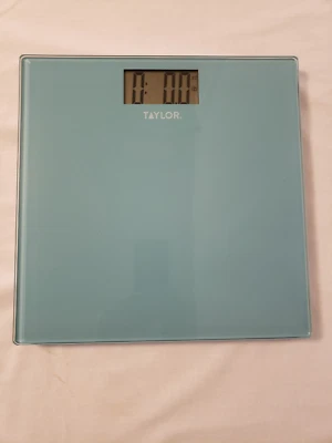 TAYLOR Digital Scale #7558 Spa Blue Glass Household Bathroom Scale - Image 1 of 4