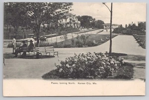 Paseo Blick nach Norden Kansas City Missouri MO um 1905 Postkarte - Bild 1 von 2