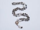 925 Sterling Silver Large Catholic Rosary Jesus Christ Beaded Necklace