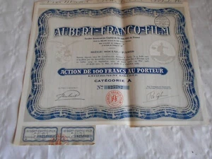 Vintage share certificate Stocks Bonds actions Albert France Film 1929 100frs - Picture 1 of 3
