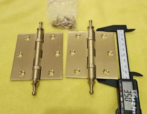 Heavy Door hinge matt brass ball bearing 3.5X3.5with decorative head (Pack of 2) - Picture 1 of 4
