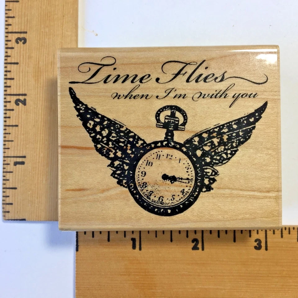 Estampilla de goma estampida - Reloj alado V258 - NUEVO Foto 1 de 3