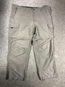 Eddie Bauer Mens Zip Off Leg Hiking Pants Khaki Size XL Distressed - Picture 1 of 12