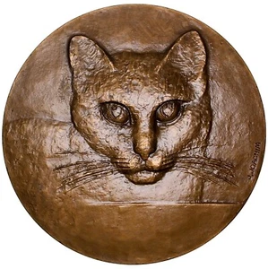 FRANCIA Celebrazione dei Felini 1985 medaglia bronzo / di Jean Joachim - Foto 1 di 3