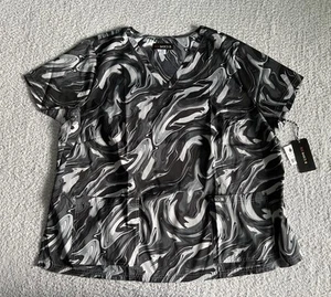 Koi Basics Scrub Top Women’s Sz 3X Platinum Gray Marble Nursing Medical - Picture 1 of 11