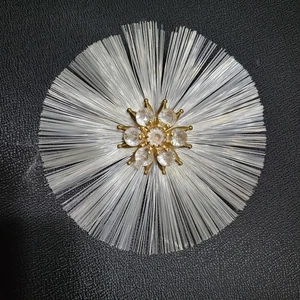 Vtg Victorian German Spun Glass Christmas Tree Ornament w/Rhinestone Center RARE - Picture 1 of 2