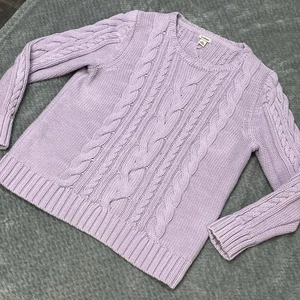 Maglione maglia cavo LL Bean donna L Petites doppia L pullover girocollo misto - Foto 1 di 9