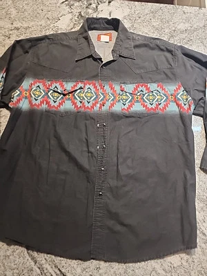 Vintage Men's Rustler By Wrangler Pearl Snap Aztec Western Black Size 2XL A29 - Image 1 of 4