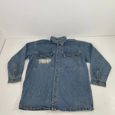 Jaqueta Bombardeiro Jeans Masculina Vintage Texas Tuff Botão Completo Grande Tarefa Western - Imagem 1 de 4