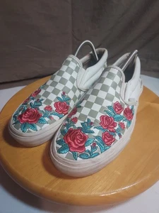Vans DX Leder Salbei & Rosen kariert bestickt Rose Slipper M Gr. 8 W Gr. 9,5 - Bild 1 von 8
