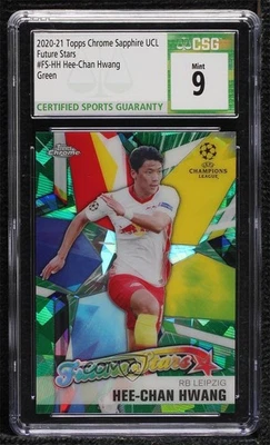 2020 Topps Chrome UCL Sapphire Green Refractor 17/75 Hee-chan Hwang CSG 9 - Image 1 of 3