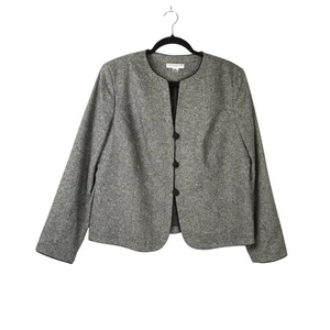 Pendleton Womens Grey Wool Silk Blend Blazer Size 14P Button Front Office Career - Picture 1 of 7