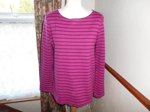 Joules Pink striped Premium Grade thick cotton long sleeve top Size 14 Excellent - Picture 1 of 11