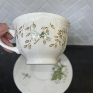 "Totally Today" Dragonfly Cricket Among Leaves Pattern Tea Cup /plate - Picture 1 of 5