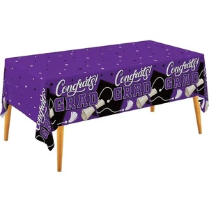 Gatherfun Graduation Decorations 2 PC Purple Plastic Tablecloth 54"x108" s34 - Picture 1 of 7