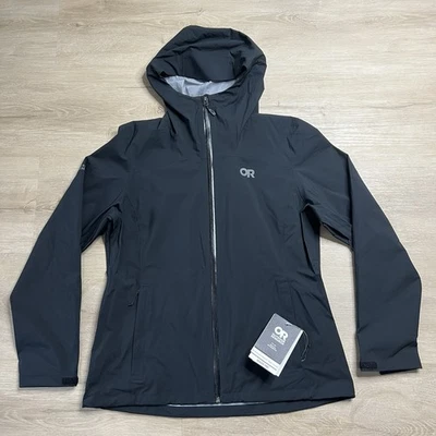 Outdoor Research OR Stratoburst Stretch Rain FZ Jacket Black Womens Medium NWT - Image 1 of 4